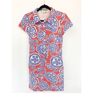 BODEN Cotton Floral Shirt Dress Pink Purple Sz 2